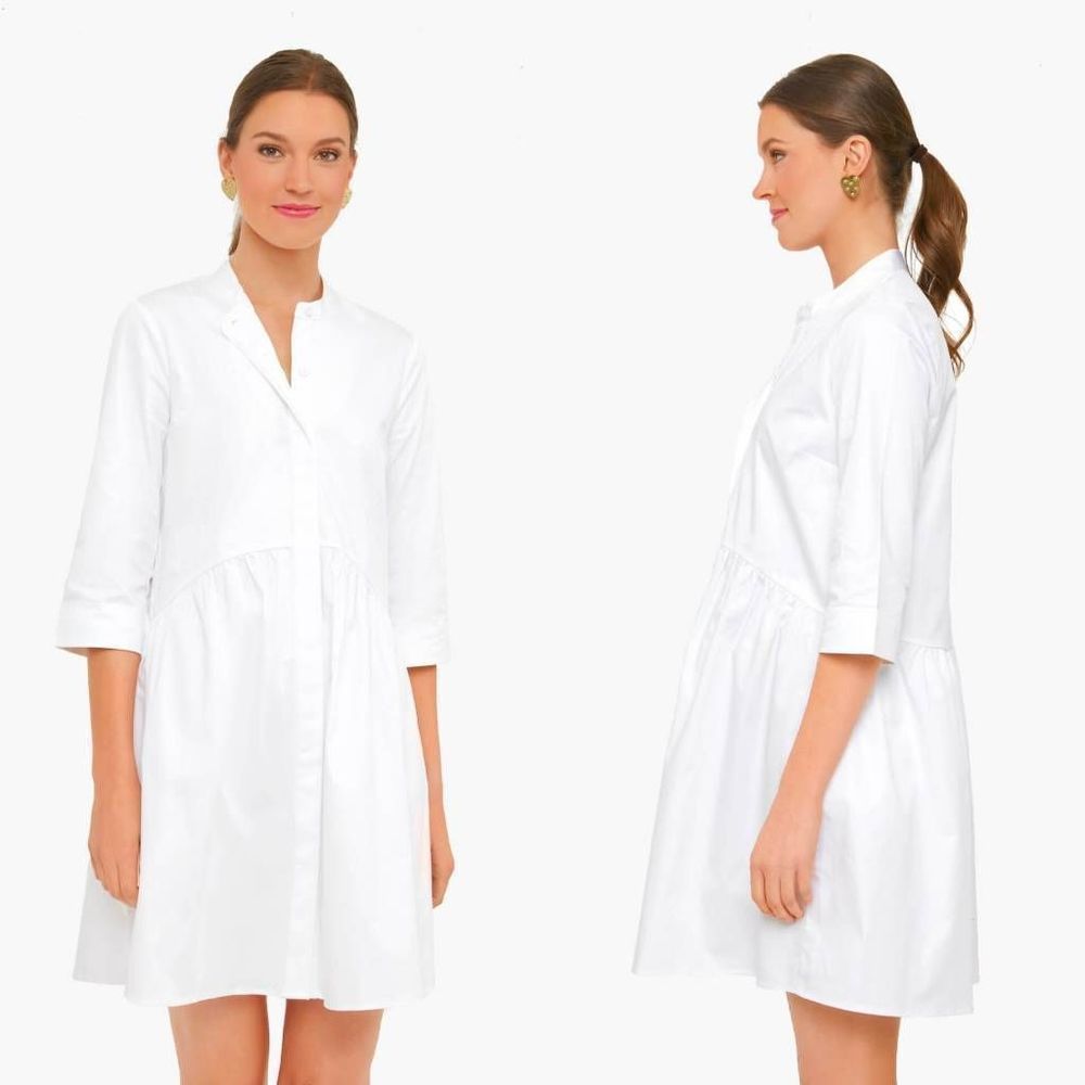 TUCKERNUCK White Royal Shirt Dress S NWOT